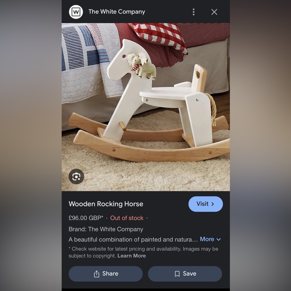 The white company wooden rocking horse